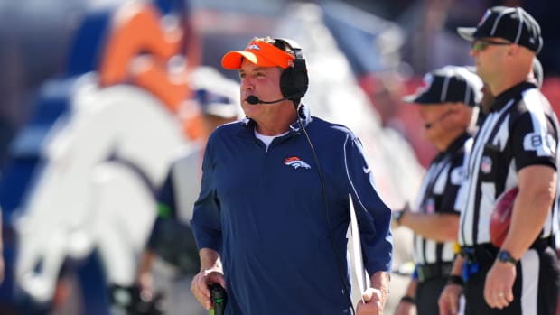 Denver Broncos head coach Sean Payton during the first quarter against the Green Bay Packers at Empower Field at Mile High.